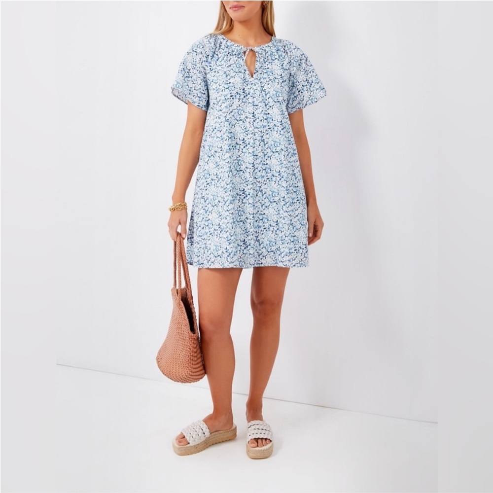 Tuckernuck Hyacinth House Blue Floral V- Neck Davis Dress
